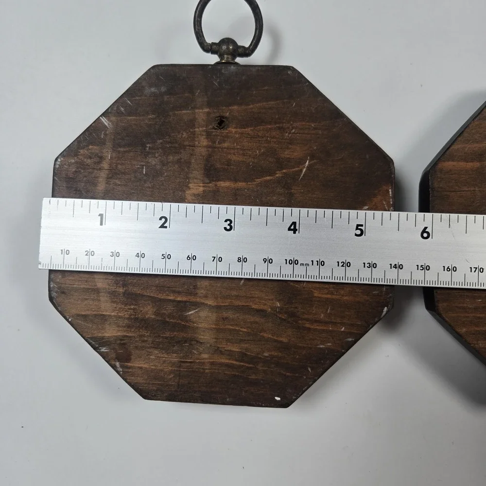 VTG Decorative Porcelain Mini Plates Mounted Wooden Wall Plaques Mid Century